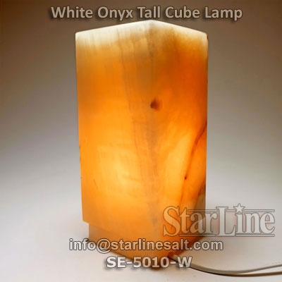 White Onyx Cube Lamp Tall